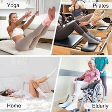 Grip Pilates Slouch Socks For Women, Non Slip Scrunch Yoga Barre, Grippy Slouchy Knee High Boot Socks For Hospital{"Color_name":"4Pairs(White+Black+Grey+Beige)"} - 4雙(白色+黑色+灰色+米色) - 查看 6