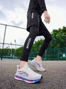 L.S.W.P Men's Running Shoes, Featuring Breathable Mesh Design For Maximum Comfort. Outdoor Shock-Absorbing Running Shoes With High-Rebound Cushioning Technology For Smooth And Comfortable Running, Enhanced Support, Fashionable White Design Suitable For Sports Performance And Everyday Wear