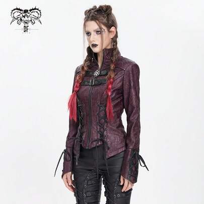 Devil fashion Punk Rock Motorcycle Short Jacket For Women