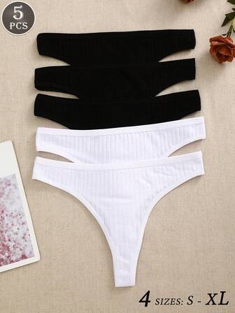 5 st/set Enfärgad bomull Enkel låg midja Bekväma minimalistiska Casual/Sport Söta/Söta trosor för kvinnor