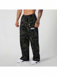 YOUNGLA Bionic Camouflage Sweatpants Loose Straight Fitness Training Trousers - 黑色 - 查看 2