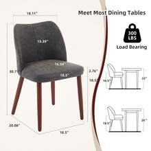 strundghti Modern Dining Chair Set Of 4, Linen Upholstered Kitchen Chair With Sold Wood Legs, Wing Backrest, Wooden Dinner Table, Accent Chair For Dining Room, Living Room - PU màu xám đậm-4 chiếc - Xem 2