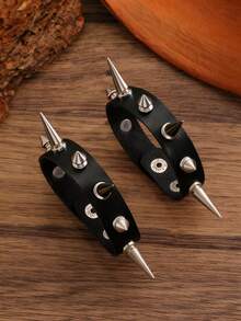 1 件朋克风格单排铆钉皮革手链，女士手镯，适合日常佩戴、音乐节、珠宝 - 彩色 - 查看 12