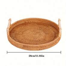 Boho Weave Storage Basket, Multi-Use Handmade Rattan Tray For Fruit, Bread & Organizing, Natural Decor For Kitchen Counter & Living Room - 黃色 - 查看 5