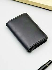 1 pieza Billetera de moda para hombre, Estuche de tarjetas de fibra de carbono de 3 colores, Soporte de tarjeta de aleación de aluminio con apertura automática, Billetera de tarjeta antirroba y antidesmagnetización, Blindaje formal/de negocios