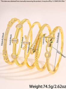 Camhanno Set de 5/1 pulsera de cobre elegante y de alta gama, con acabados pulidos y elementos de diseño diversos e inspiradores, que le harán lucir profesional y elegante, ideal para escenas de viaje diario para realzar el estilo de oficina