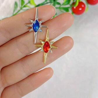 1 件闪亮水钻合金星形胸针，时尚独特翻领别针，适合男士和女士、服装和包袋装饰