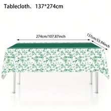 Sage Green Eucalyptus Leaf Tablecover Sage Greenery Tablecloth Plastic Green Leaves Rectangular Greenery Table Cloths For Neutral Shower Birthday Jungle Wedding Party Supplies - Multicolor - View 7