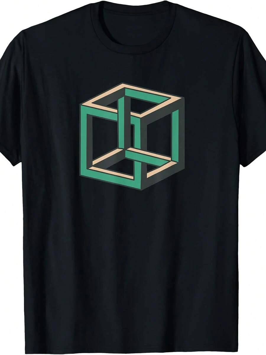 Impossible Cube Optical Illusion Tee Shirt T-Shirt - Style 5 - View 1