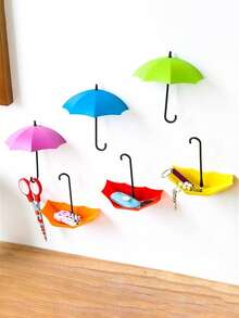 3/6/9件装彩色雨伞壁挂式钥匙收纳架，可存放钥匙、珠宝和其他小物件 - 彩色 - 查看 2