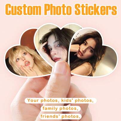 Nhãn dán ảnh hình trái tim tùy chỉnh, tùy chỉnh nhãn dán ảnh, cặp đôi, thú cưng, phong cảnh và nhiều nhãn dán ảnh tùy chỉnh khác