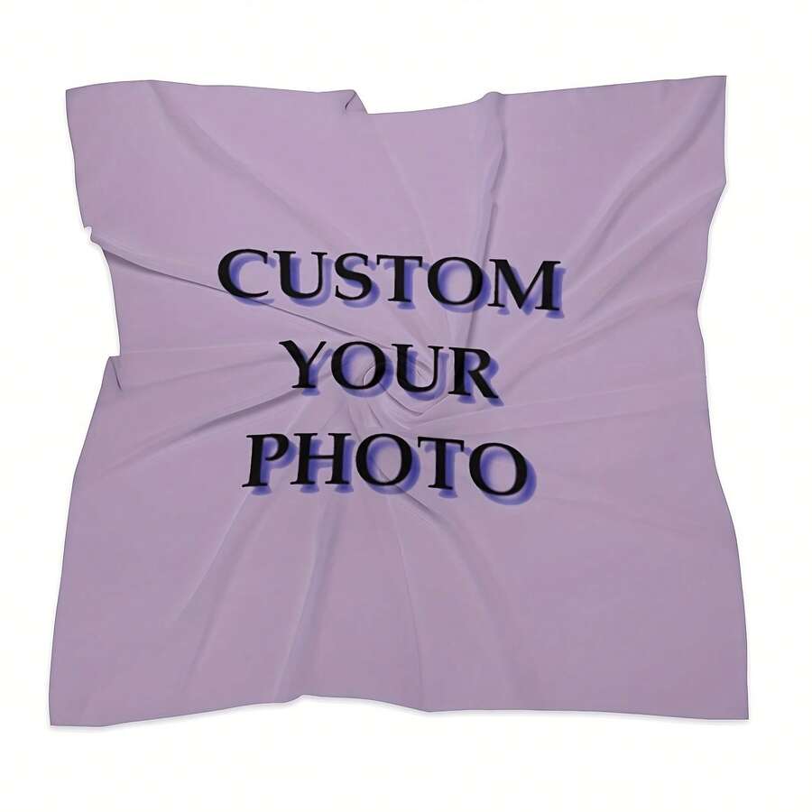 1pc Customized Photo Square Scarf, Women's Decorative Accessory, Customizable Pattern Women's Square Scarf, Fashion Silk Satin Face Headscarf, Neck Scarf, Lightweight And Breathable, Suitable As Handbag Accessory, Women's Handkerchief
