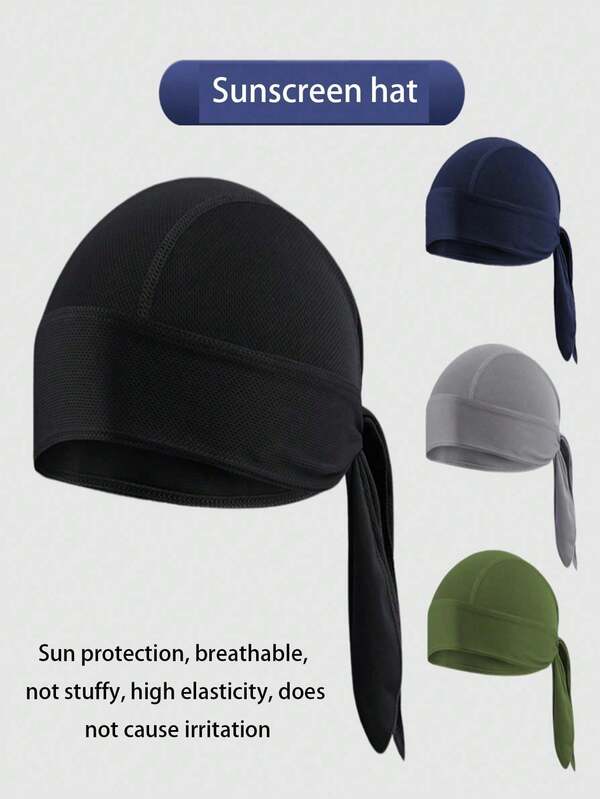 Gorra de ciclismo tipo bandana para hombres, de malla transpirable, bandana de unicolor unisex de secado rápido para el verano, diadema de hip hop de tela absorbente del sudor, gorra de pirata para ciclismo al aire libre de secado rápido, protección solar, diadema deportiva transpirable