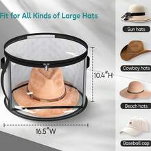 Oversized Clear Hat Storage Bag, Holds Up To 7 Caps Cowboy Hat Organizer For Closet, Wide Brims Hat Case With Carrying Handles - Grey - View 7
