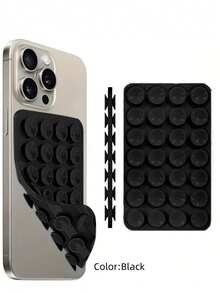 1片双面28点加厚防滑贴纸，适用于大多数手机 - 耐用硅胶吸盘支架，可粘贴于汽车玻璃、淋浴间使用，是视频录制和摄影的理想手机配件