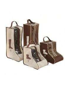 1 pieza Bolsa de almacenamiento de zapatos, Cubierta de zapatos a prueba de polvo, Hecha de tela no tejida y PVC con ventana transparente, Adecuada para botas altas y de tobillo de mujer, Con cremallera y asa, Material transpirable - Multicolor - Ver 9