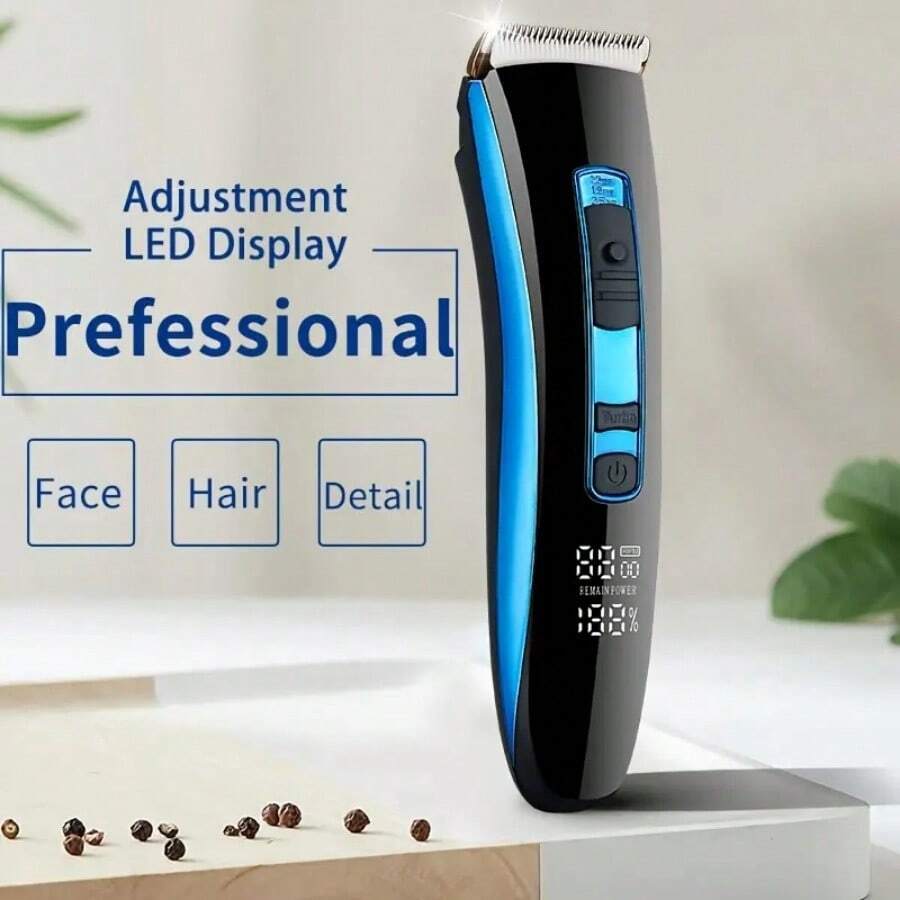 Men's Hair Clipper, Cordless Hair Clipper, USB Electric Hair Clipper, Men's Beard Trimmer, Rechargeable Hair Clipper, Men's Rechargeable Professional Hair Clipper - Including LED Display Screen - Perfect Father's Day Gift - Multicolor - View 1