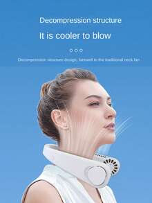 新款便携式无叶挂颈风扇，第三代懒人USB充电小风扇，涡流出风口，3档风速可调 - 白色 - 查看 9