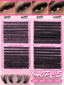 640/140片D型卷翘蓬松单根假睫毛套装,包含胶水、封口贴、睫毛刷、镊子,新手友好型套装,适合在家DIY,浓密蓬松,自然持久,柔软便携,逼真自然,睫毛嫁接套装,睫毛书+胶水+睫毛夹套装,DIY分段式假睫毛,配有化妆配件,适合不同眼型,3D/5D/6D效果,适合居家或户外使用,适合化妆新手、专业人士、美睫沙龙、派对、婚礼等场合。 - 彩色 - 查看 17