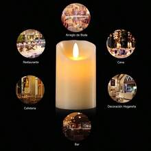Autbye Veladora Electrica Sin Llama Vela Artificial con Bateria Recargable y Control Remoto Velas Led Grandes de Cera Real Velas Electricas Parpadeantes para Hogar Festivales Decoracion - Multicolor - Ver 7