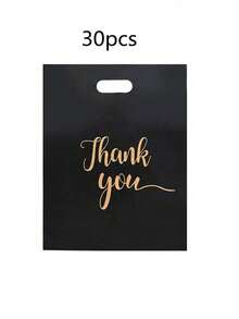 30 piezas Bolsas de regalo negras reutilizables, bolsas de compras, bolsas de papel planas, bolsas de transporte de plástico, ideales para regalos, fiestas festivas, tiendas y boutiques - Bolsas de regalo populares para negocios minoristas y de comestibles