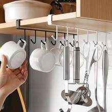 1pc Coffee Cup Storage Rack Coffee Cup Holder Hanger Hook With Strong Load-Bearing Large Capacity Under-Cabinet Mug Holder Rack, Wall Mounted Kitchen Organizer, Kitchen Shelf Hanging Organizer, Glassware Storage Rack, Suitable For Cabinet, Cookware, Spatula, Essential Kitchen Storage Rack With Hook Kitchen Items Kitchen Accessories Kitchen Tools - Multicolor - View 3