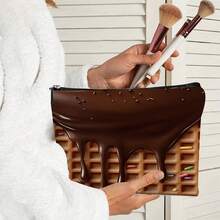 1 pieza, Bolsa de maquillaje con estampado de chocolate oscuro y cremallera, Bolsa de cosméticos y artículos de tocador con estilo bohemio reutilizable, Bolsa para medicamentos, bolsa para bolígrafos estéticos, bolsa de almacenamiento, bolsa de viaje y maquillaje - Para la escuela, la decoración del hogar de verano, la bolsa de aperitivos - 9 pulgadas * 6 pulgadas Bolsa de maquillaje, neceser, bolsa de cosméticos, bolsa de aseo, artículos esenciales de viaje, artículos esenciales de vacaciones para hombres y mujeres