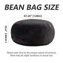 SANAE 3-4FT Bean Bag Chair Bean Bag Chairs For Adults Giant Bean Chairs With Velvet Cover, Memory Foam BeanBag Chair Fluffy BeanBag Chairs For Living Room, Bedroom - Black - View 9