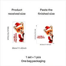 Pegatinas de pared con zorro asomándose con gorro de Papá Noel - Autoadhesivas y removibles, decoración de pared con estampado de animal de plástico para sala de estar, dormitorio, escuela - Fácil de aplicar, perfecta para decoración navideña y del Día de Acción de Gracias, decoración de ventanas, diseño alegre, fácil aplicación, decoraciones navideñas