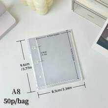 10/20/30/50张/包 A6/A7/M5/A8 透明活页页，双面相册补充页，活页夹插页，贴纸书补充页，活页夹口袋，优质PP材质，适用于偶像照片卡、明信片、交易卡、照片、校园卡、门禁卡存储、办公文具、计划本 - 無色 - 查看 19