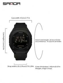 SANDA. SANDA 6303 Multifunctional Sports Electronic Watch 5ATM Waterproof Night Light Alarm Clock, Sunday Bate Stopwatch, Student Watch - Black - View 3