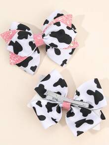 2 Stücke Haarbögen für Kleinkind Mädchen, Schwarz-Weiß Kuh Muster Haarbögen, glitzernde Schwalben-Schwanz Haarspangen, Haarstyling-Clips, Haar-Accessoires für Kinder und Teenager, geeignet für den täglichen Gebrauch, perfekte Geschenke für Kinder