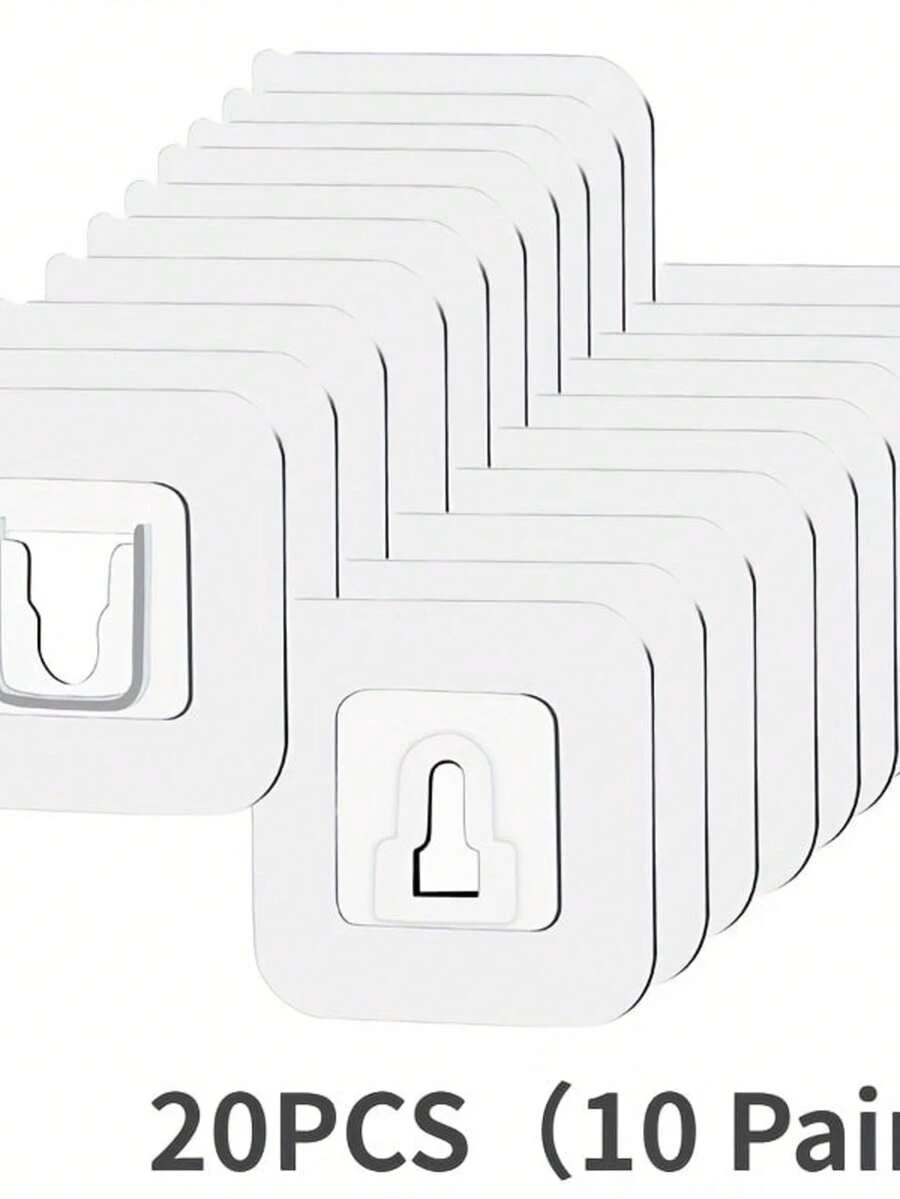 20/10 Ganchos de pared adhesivos fuertes - Transparentes, ganchos de ventosa fáciles de instalar, adecuados para almacenamiento en cocina y baño, materiales de plástico sin procesar