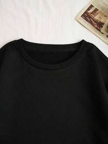 ClothesINAWLY Solid Drop Shoulder Thermal Lined Sweatshirt,Long Sleeve Tops Graduation,Back To School Fits,Graduation,Teacher Fits For Women,Back To School Pullover Fall FitLoose And Comfortablewinter Clothes For Women - 紅色 - 查看 10