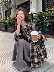 女士格子长袖衬衫，休闲宽松轻薄开衫外套，春秋季