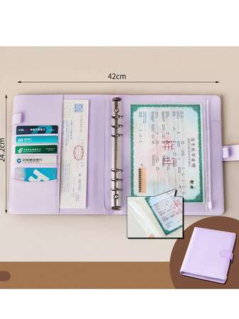 PU 皮革 6 环 A5/A6 活页夹 - 时尚个人整理笔记本，带磁扣闭合 - 预算现金文件夹