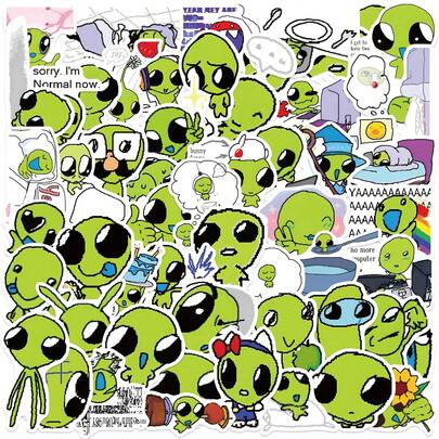 50PCS Alien Stickers Aesthetic Vinyl Stickers High Quality Stickers Decals Scrapbook,Journaling,Laptop,Bumper,Skateboard,Water Bottles,Computer,Phone Stickers Can Bring A Lot Of Fun To Your Life,The Perfect Gift For Adults