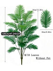 1pc 90-120cm Tall Premium Artificial Giant Palm Tree, 18/24 Leaves Tropical Plant Realistic Plastic Leaves, Maintenance-Free, Suitable For Bedroom Decor, Home, Office, Hotel And Garden Decor, Wedding And Holiday Decor, Indoor Fake Green Plant, Palm Tree Decor, Pot Not Included