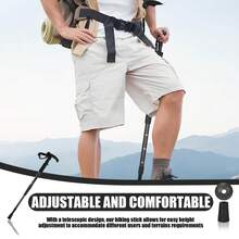 Heavy Duty Outdoor Walking Stick Outdoor Straight Handle Hiking Climbing Stick Suitable For Backpacking Camping - Black - View 3