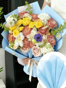 50张/10张套装浅蓝色薄纸，节日手工纸，DIY礼品包装用品，生日婚礼派对装饰，母亲节花束包装，DIY手工礼品袋装饰，房间装饰，家居装饰，墙面装饰，卧室，厨房，盒子，圣诞节，新年和情人节花束 - 淺藍色 - 查看 3