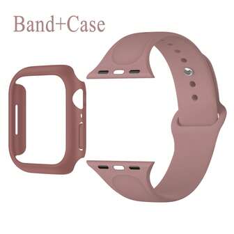 Set de 2 piezas Funda protectora de marco duro de PC (protector de pantalla no incluido), marco protector resistente a los arañazos y brazalete deportivo de silicona, compatible con correas para Apple Watch de 40 mm, 38 mm, 41 mm, 42 mm, 44 mm, 45 mm, 46 mm, 49 mm, unisex; brazalete suave y resistente al agua, banda deportiva reemplazable, compatible con Apple Watch Ultra, 11, 10, 9, 8, 7, 6, 5, 4, 3, 2, 1, SE Series