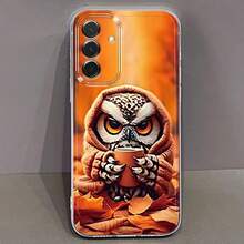 Funda de Teléfono de Búho con Hojas que Cae para Samsung Galaxy A02 A03S A04 A05S A06 A13 A14 A15 A16 5G A21S A22 A23 A24 A25 A26 A32 A34 A35 A36 A50 A52 A53 A54 A55 A56 A73 S21 Ultra S22 Plus S23+ S24 FE S25 Funda de TPU Suave Versátil y Duradera, Transparente y Protectora - Colores mixtos - Ver 6