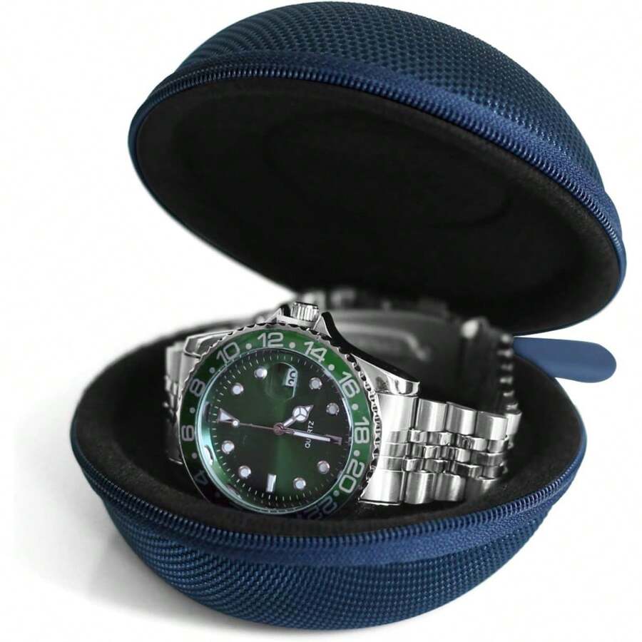 Watch Travel Case For Men And Women Portable Watch Storage Box And Organizer For Wristwatches And Smart Watches - Blue(1 Slot) - View 1