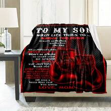 I'm Giving My Son A Fleece Blanket - A Heartwarming Design With Heartfelt Messages, A Heartfelt Message Design, Made With Love,Super Soft Flannel Printed  Blanket, As Birthday Gifts, Family, Wedding, Souvenir Blankets, Polyester Blankets Suitable For All Seasons, Washable, Machine Washable, Lightweight, Breathable, Comfortable, Warm, Unique, 280gsm For HimPersonalized Ideal Gifts For Her.  Perfect Nap, Camping, Travel, Home, Daily Life, Office Decoration, Birthday, Anniversary, Valentine's Day, Thanksgiving, Christmas, Halloween, Wedding, New Year Gifts ,Sofa,Bed,Car,Bedroom,Living Room,Office,  Outdoor Camping, Beach,Wall Decoration - 多色15 - 查看 1