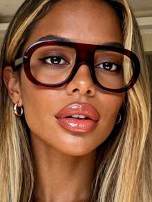 1pc Retro Fashion Oversized Non-Prescription Glasses Unisex Glasses, High-Quality Versatile Everyday Wear