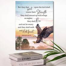 1 Stück inspirierender christlicher Wanddekor, "Aber die auf den Herrn harren, kriegen neue Kraft" Bibelverse Leinwand Poster Wandkunst, Schriftzug Heim Büro Schlafzimmer Dekoration ohne Rahmen 50x70cm/19.68x27.55inch