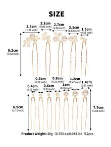12 قطعة/مجموعة مشابك شعر مزينة باللؤلؤ بتصميم بسيط وعصري، مجموعة إكسسوارات شعر لؤلؤية أنيقة متعددة الأحجام للنساء في حفلات الزفاف والمناسبات