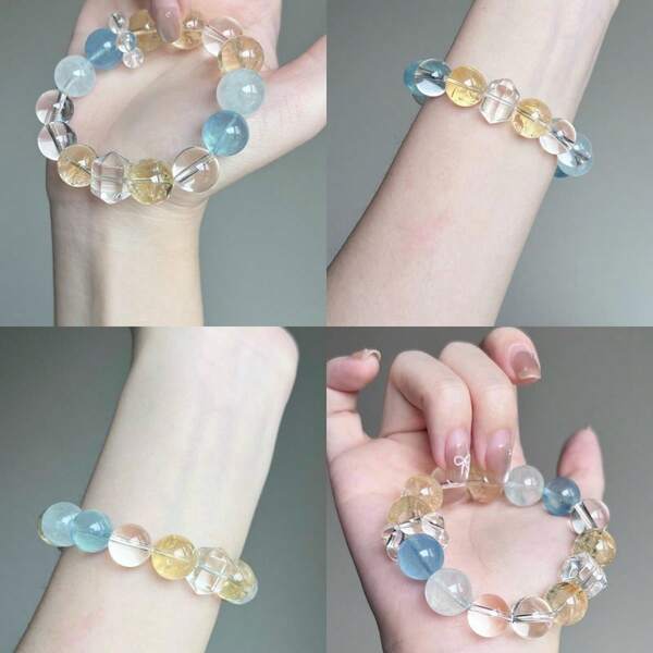 Pulsera de cristal artificial elegante, ágata verde, cristal artificial púrpura y amarillo, regalo de alta calidad para amigos