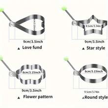 4/1pc Stainless Steel Egg Mold Set - Heart, Star, Flower, Round Shapes - Metal Breakfast Shaping Tool Set For Home Cooking