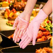 30 Stücke hellrosa Einweg-Nitrilhandschuhe, puderfrei, latexfrei, Mehrzweck-Einweghandschuhe